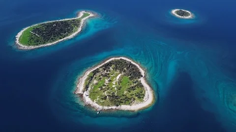 Flight over of small Brijuni islands, Croatia Stock Footage 122454798