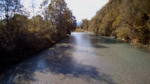 Flight over small river Stock Footage 97788122