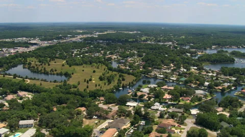 Flight over small town of Crystal River, Florida. Shot in 2007. Stock Footage 59491543