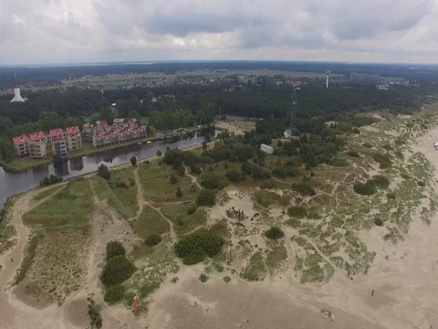 Flight over the small town with drone Stock Footage 85100767