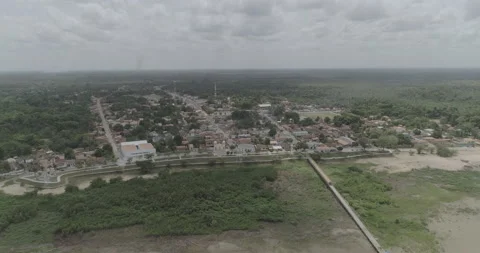 Flight over small town Stock Footage 139603292