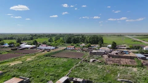 Flight over a small village Stock Footage 321135863
