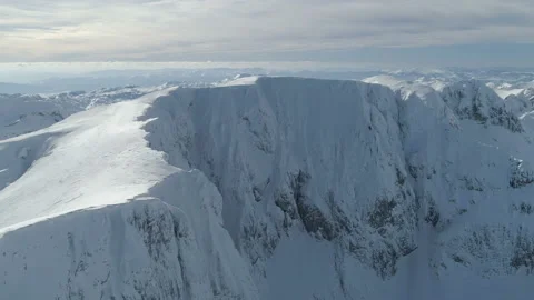 Flight over the snow-capped peaks of the mountains of Durmitor Stock Footage 102776330