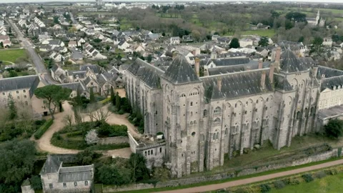 Flight over solesmes abbey from left to right Video stock 266637054
