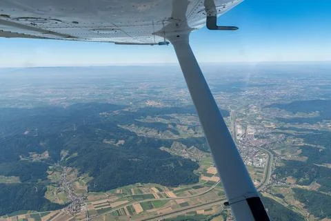 Flight over some fields in the south of Germany Stock Photos