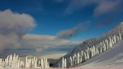 Flight over the spectacular ski slopes in the Carpathians mountains Stock Footage 104883511