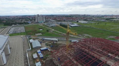 Flight over sport district under construction in Krasnodar 動画素材 58934489