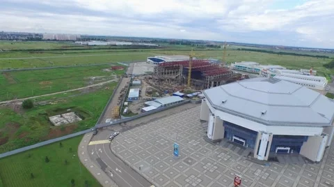 Flight over sport district under construction in Krasnodar 動画素材 58934529
