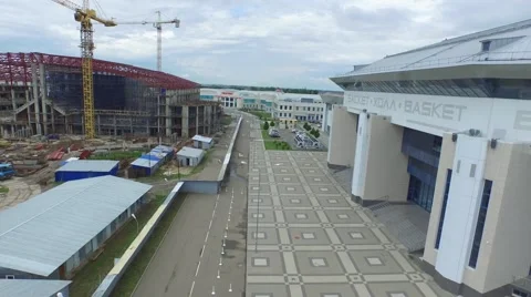 Flight over sport district under construction in Krasnodar Видео 58934555