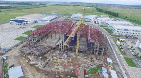 Flight over sport district under construction in Krasnodar Video stock 58934616