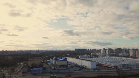 Flight over the spring city park. Walkways are visible. Patterns of park alleys. Stock Footage 150563522