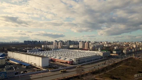Flight over the spring city park. Walkways are visible. Patterns of park alleys. Stock Footage 150563569