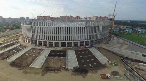 Flight over stadium under construction in Krasnodar 動画素材 58913257