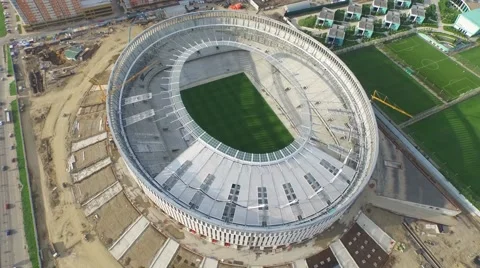 Flight over stadium under construction in Krasnodar Видео 58913395