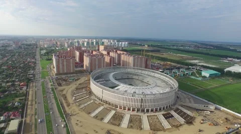 Flight over stadium under construction in Krasnodar Vídeo Stock 58915758