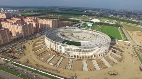 Flight over stadium under construction in Krasnodar Video stock 58935141