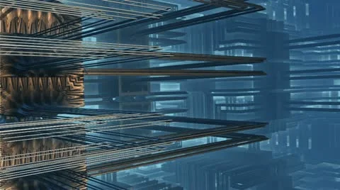 Flight over steel complex structures Stock Footage 22155365