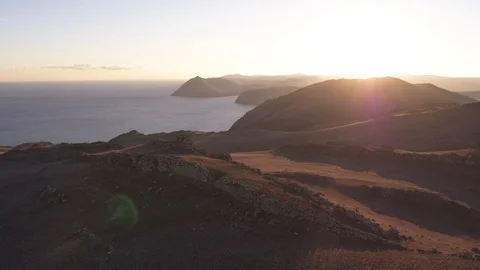 Flight over steppe, hills and Bakal lake Video stock 123710084