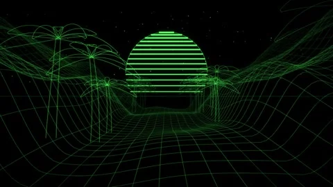 Flight Over Stepped Terraces Of Glowing Wireframe Terrain Vídeos de archivo 344514312