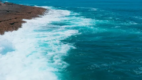 Flight over Stony Beach and Waves Stock Footage 108191032