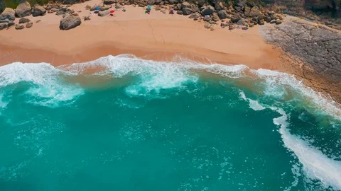 Flight over Stony Beach and Waves Stock Footage 108191108