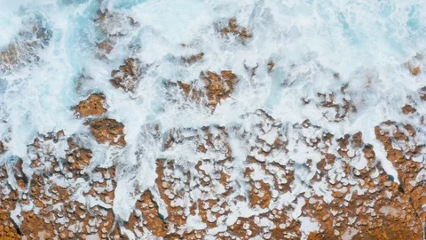 Flight over Stony Beach and Waves Stock Footage 108191174