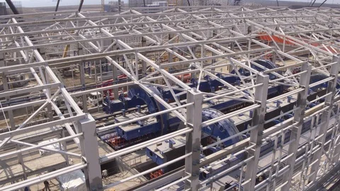 Flight over the storage port Video stock 123695022