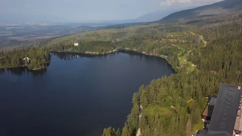 Flight over Strbske Pleso, Slovakia Stock Footage 99141048