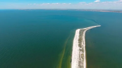 Flight over the strip of sand in the sea Stock-Footage 82243826