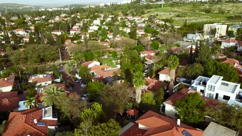 Flight over a suburban area with a drone Видео 152028247