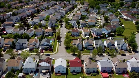 Flight over Suburban Development in New Jersey Stock Footage 132228987
