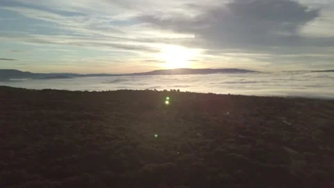 Flight over sunrise sea of clouds south france ungaded Video stock 148369961