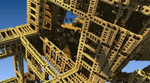 Flight over the surface of alien complex structures n1076Y Stock Footage 12173151