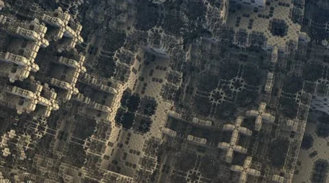 Flight over the surface of alien complex structures n1250 Video stock 12424482