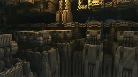 Flight over the surface of alien stone complex structures n1171 Stock Footage