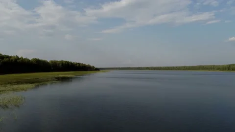 Flight over the surface of the river Stock-Footage 92998843