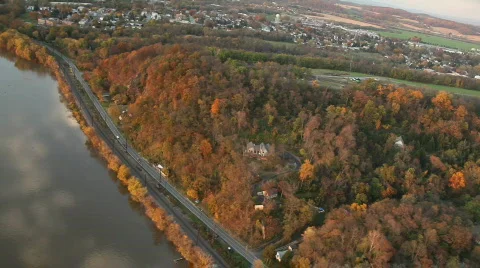 Flight Over the Susquehanna River Stock Footage