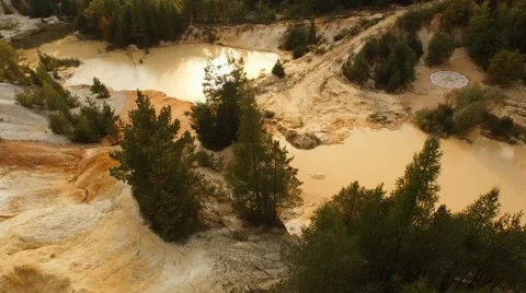 Flight over swamps in mountains Stock Footage 55298664