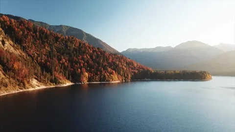 Flight over Sylvensteinsee Stock Footage 255634443