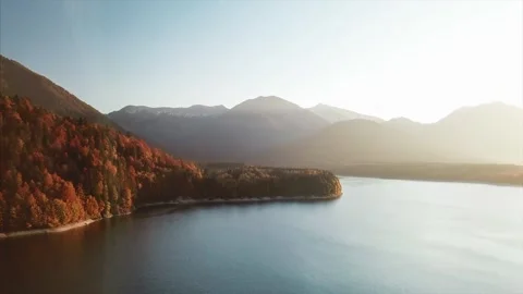 Flight over Sylvensteinsee Stock Footage 255634491