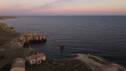 Flight over the temple chapel of St. Nicholas on Cape Tarkhankut on the Crimea. Stock-Footage 168899940