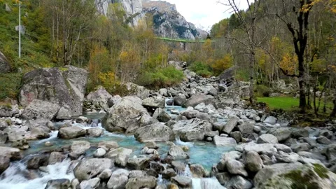Flight over torrent Stock Footage 254511764