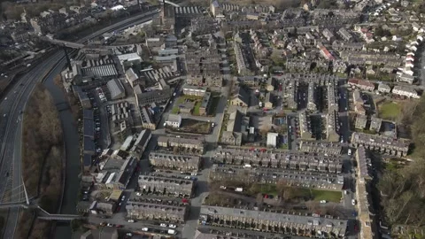 Flight Over Town Stock Footage 150240431