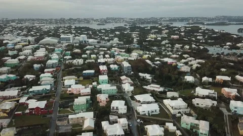 Flight over town Stock Footage 210458542