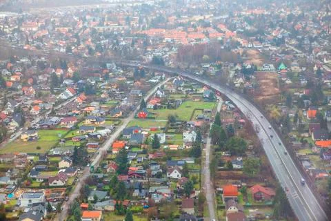 Flight over the town Stock Photos