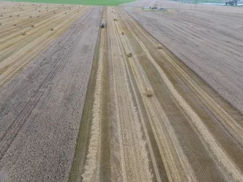 Flight over the tractor working in field  Stock Footage 70349284