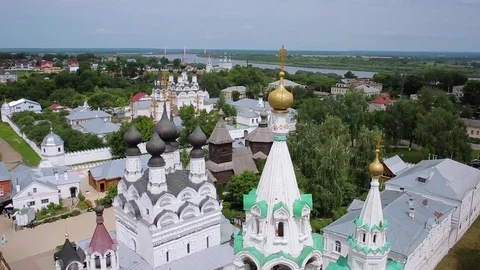 Flight over Trinity monastery in Murom, Russia Stock Footage 72766438