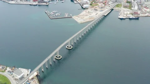 Flight over The Tromsø Bridge Stock Footage 129449929