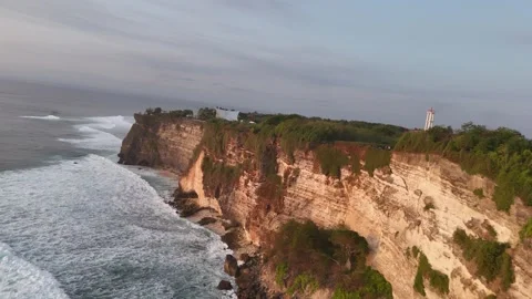 Flight over Uluwatu cliff on sunset, Bali, Indonesia. Stock Footage 282682713