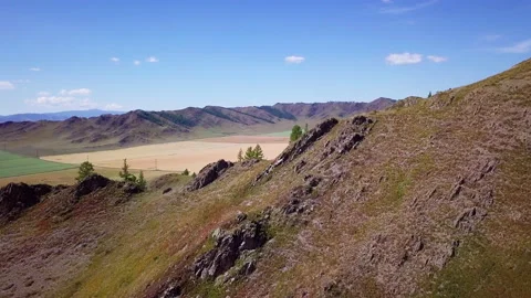 Flight over the valley and mountains, part 3 Stock Footage 166486422